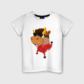Детская футболка хлопок с принтом Бычара 2021 в Екатеринбурге, 100% хлопок | круглый вырез горловины, полуприлегающий силуэт, длина до линии бедер | 
