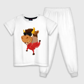 Детская пижама хлопок с принтом Бычара 2021 в Екатеринбурге, 100% хлопок |  брюки и футболка прямого кроя, без карманов, на брюках мягкая резинка на поясе и по низу штанин
 | 