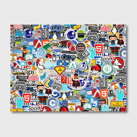Альбом для рисования с принтом Programming stickers в Екатеринбурге, 100% бумага
 | матовая бумага, плотность 200 мг. | css | it | linux | programming | wi fi | код | компьютер | линукс | программирование | профессия | стикер бомбинг