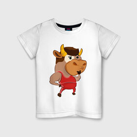 Детская футболка хлопок с принтом Год быка 2021 в Екатеринбурге, 100% хлопок | круглый вырез горловины, полуприлегающий силуэт, длина до линии бедер | 
