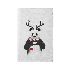 Обложка для паспорта матовая кожа с принтом Новогодний Панда в Екатеринбурге, натуральная матовая кожа | размер 19,3 х 13,7 см; прозрачные пластиковые крепления | Тематика изображения на принте: 2021 | 21 | 2k21 | 2к21 | chrystmas | deer | heart | marry | new | panda | santa | snow | xmas | year | год | годом | дед | елка | елки | клаус | лес | мороз | настроение | новогоднее | новогоднему | новый | новым | олень | панда | по | рождество | с