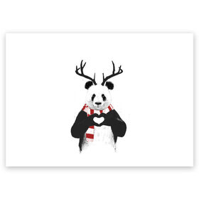 Поздравительная открытка с принтом Новогодний Панда в Екатеринбурге, 100% бумага | плотность бумаги 280 г/м2, матовая, на обратной стороне линовка и место для марки
 | 2021 | 21 | 2k21 | 2к21 | chrystmas | deer | heart | marry | new | panda | santa | snow | xmas | year | год | годом | дед | елка | елки | клаус | лес | мороз | настроение | новогоднее | новогоднему | новый | новым | олень | панда | по | рождество | с