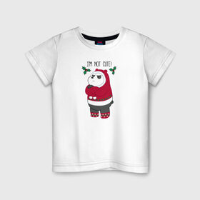 Детская футболка хлопок с принтом Im not cute! в Екатеринбурге, 100% хлопок | круглый вырез горловины, полуприлегающий силуэт, длина до линии бедер | cartoon network | panda | vdkimel | we bare bears | вся правда о медведях | панда
