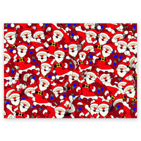 Поздравительная открытка с принтом Дед Санта в Екатеринбурге, 100% бумага | плотность бумаги 280 г/м2, матовая, на обратной стороне линовка и место для марки
 | 2021 | 2022 | new year | tiger | гирлянда | год тигра | дед мороз | елка | клаус | конфеты | нг | новый год | носок | подарок | рождество | с | санта | снег | снеговик | снежинка | шары