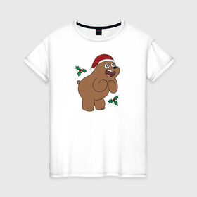 Женская футболка хлопок с принтом Grizz в Екатеринбурге, 100% хлопок | прямой крой, круглый вырез горловины, длина до линии бедер, слегка спущенное плечо | cartoon network | grizz | vdkimel | we bare bears | вся правда о медведях | гризли