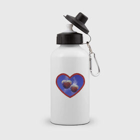 Бутылка спортивная с принтом Два любящих сердца в Екатеринбурге, металл | емкость — 500 мл, в комплекте две пластиковые крышки и карабин для крепления | 