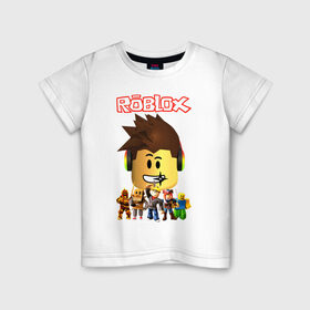 Детская футболка хлопок с принтом ROBLOX в Екатеринбурге, 100% хлопок | круглый вырез горловины, полуприлегающий силуэт, длина до линии бедер | piggy | roblox | roblox games | roblox piggy | игра роблокс | пигги. | роблокс | роблокс пигги | робукс