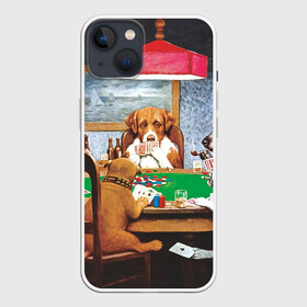 Чехол для iPhone 13 с принтом Собаки играют в покер в Екатеринбурге,  |  | a friend in need | art | artist | bets | buldog | cards | chips | dogs | gambling | games | memes | picture | poker | азартные игры | бульдог | друг познается в беде | искусство | картина | карты | мемы | покер | сенбернар | собаки | собачки | ставки