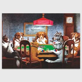 Поздравительная открытка с принтом Собаки играют в покер в Екатеринбурге, 100% бумага | плотность бумаги 280 г/м2, матовая, на обратной стороне линовка и место для марки
 | a friend in need | art | artist | bets | buldog | cards | chips | dogs | gambling | games | memes | picture | poker | азартные игры | бульдог | друг познается в беде | искусство | картина | карты | мемы | покер | сенбернар | собаки | собачки | ставки