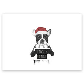 Поздравительная открытка с принтом Новый Год Близко в Екатеринбурге, 100% бумага | плотность бумаги 280 г/м2, матовая, на обратной стороне линовка и место для марки
 | 2021 | 21 | 2k21 | 2к21 | bulldog | chrystmas | coming | dog | is | marry | new | santa | snow | xmas | year | бульдог | год | годом | дед | елка | елки | клаус | лес | мороз | настроение | новогоднее | новогоднему | новый | новым | пес | по | рождество |