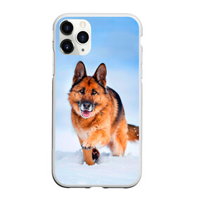 Чехол для iPhone 11 Pro Max матовый с принтом Овчарка и снег в Екатеринбурге, Силикон |  | Тематика изображения на принте: dog | животные | зима | овчарка | пес | природа | снег | собака | собаки | собакчка | собачки