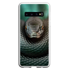 Чехол для Samsung Galaxy S10 с принтом Чёрная мамба в Екатеринбурге, Силикон | Область печати: задняя сторона чехла, без боковых панелей | блеск | гад | змея | мамба | хладнокровный | чёрная | чешуя