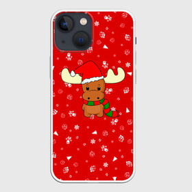 Чехол для iPhone 13 mini с принтом НОВОГОДНИЙ ОЛЕНЁНОК в Екатеринбурге,  |  | 2021 | christmas | merry christmas | santa claus | дед мороз | новогодний оленёнок | новогодний олень | новый год | новый год 2021 | оленёнок | олень | рождественский олень | рождество | санта | санта клаус