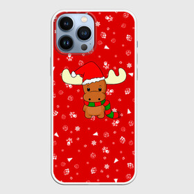 Чехол для iPhone 13 Pro Max с принтом НОВОГОДНИЙ ОЛЕНЁНОК в Екатеринбурге,  |  | 2021 | christmas | merry christmas | santa claus | дед мороз | новогодний оленёнок | новогодний олень | новый год | новый год 2021 | оленёнок | олень | рождественский олень | рождество | санта | санта клаус