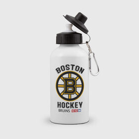 Бутылка спортивная с принтом BOSTON BRUINS NHL в Екатеринбурге, металл | емкость — 500 мл, в комплекте две пластиковые крышки и карабин для крепления | black | boston | bruins | hockey | ice | logo | nhl | sport | usa | бостон | брюинз | кубок | логотип | нхл | спорт | стэнли | хоккей