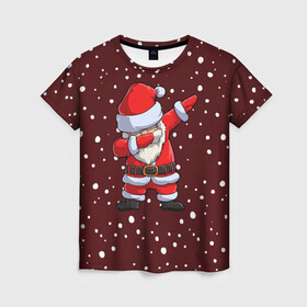 Женская футболка 3D с принтом Dab Santa в Екатеринбурге, 100% полиэфир ( синтетическое хлопкоподобное полотно) | прямой крой, круглый вырез горловины, длина до линии бедер | claus | happy new year | merry christmas | santa | snowman | дед мороз | елка | клаус | новый год | рождество | с новым годом | санта | снеговик