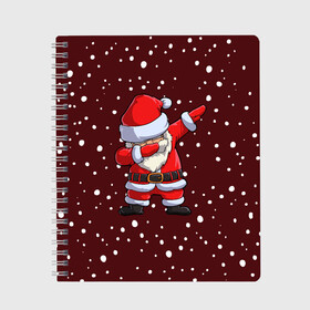 Тетрадь с принтом Dab-Santa в Екатеринбурге, 100% бумага | 48 листов, плотность листов — 60 г/м2, плотность картонной обложки — 250 г/м2. Листы скреплены сбоку удобной пружинной спиралью. Уголки страниц и обложки скругленные. Цвет линий — светло-серый
 | claus | happy new year | merry christmas | santa | snowman | дед мороз | елка | клаус | новый год | рождество | с новым годом | санта | снеговик