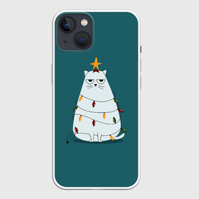 Чехол для iPhone 13 с принтом Кото ёлка в Екатеринбурге,  |  | claus | happy new year | merry christmas | santa | snowman | дед мороз | елка | клаус | новый год | рождество | с новым годом | санта | снеговик