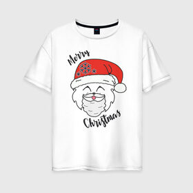 Женская футболка хлопок Oversize с принтом Merry Furry Christmas! в Екатеринбурге, 100% хлопок | свободный крой, круглый ворот, спущенный рукав, длина до линии бедер
 | 