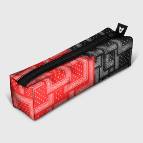 Пенал 3D с принтом 3D Бандана v red-black в Екатеринбурге, 100% полиэстер | плотная ткань, застежка на молнии | fashiom | fire | game | hip hop | rap | street style | top | игра | мода | огонь | рэп | топ | уличный стиль | хип хоп