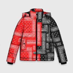 Зимняя куртка для мальчиков 3D с принтом 3D Бандана v red-black в Екатеринбурге, ткань верха — 100% полиэстер; подклад — 100% полиэстер, утеплитель — 100% полиэстер | длина ниже бедра, удлиненная спинка, воротник стойка и отстегивающийся капюшон. Есть боковые карманы с листочкой на кнопках, утяжки по низу изделия и внутренний карман на молнии. 

Предусмотрены светоотражающий принт на спинке, радужный светоотражающий элемент на пуллере молнии и на резинке для утяжки | fashiom | fire | game | hip hop | rap | street style | top | игра | мода | огонь | рэп | топ | уличный стиль | хип хоп