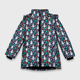 Зимняя куртка для девочек 3D с принтом Снеговики в Екатеринбурге, ткань верха — 100% полиэстер; подклад — 100% полиэстер, утеплитель — 100% полиэстер. | длина ниже бедра, удлиненная спинка, воротник стойка и отстегивающийся капюшон. Есть боковые карманы с листочкой на кнопках, утяжки по низу изделия и внутренний карман на молнии. 

Предусмотрены светоотражающий принт на спинке, радужный светоотражающий элемент на пуллере молнии и на резинке для утяжки. | merry christmas | дед мороз | ёлка | зима | новый год | подарки | праздник | санта клаус | снеговики | снегурочка | снежинки | снежная баба