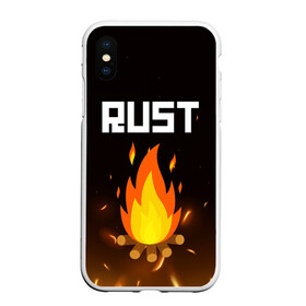 Чехол для iPhone XS Max матовый с принтом RUST в Екатеринбурге, Силикон | Область печати: задняя сторона чехла, без боковых панелей | action | game | rust | zombie | апокалипсис. | выживание | зомби | игра | лес | радиация | раст