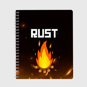 Тетрадь с принтом RUST в Екатеринбурге, 100% бумага | 48 листов, плотность листов — 60 г/м2, плотность картонной обложки — 250 г/м2. Листы скреплены сбоку удобной пружинной спиралью. Уголки страниц и обложки скругленные. Цвет линий — светло-серый
 | action | game | rust | zombie | апокалипсис. | выживание | зомби | игра | лес | радиация | раст