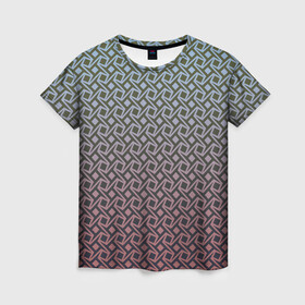 Женская футболка 3D с принтом Квадратики и звёздочки в Екатеринбурге, 100% полиэфир ( синтетическое хлопкоподобное полотно) | прямой крой, круглый вырез горловины, длина до линии бедер | градиент | звезда | звёздочка | квадрат | квадратик | перелив | узор | цветной