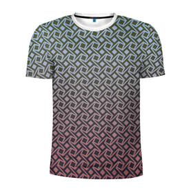 Мужская футболка 3D спортивная с принтом Квадратики и звёздочки в Екатеринбурге, 100% полиэстер с улучшенными характеристиками | приталенный силуэт, круглая горловина, широкие плечи, сужается к линии бедра | градиент | звезда | звёздочка | квадрат | квадратик | перелив | узор | цветной