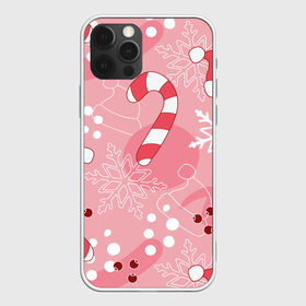 Чехол для iPhone 12 Pro Max с принтом Новогодний узор на розовом в Екатеринбурге, Силикон |  | красный | новый год | розовый | санта | снежинка | узор | шапка