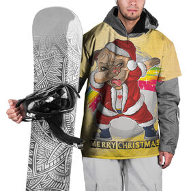 Накидка на куртку 3D с принтом Мопсантус в Екатеринбурге, 100% полиэстер |  | new year | арт | графика | дед мороз | зима | новый год | рождество | санта