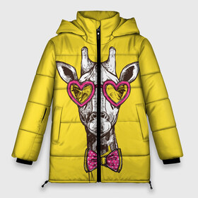 Женская зимняя куртка 3D с принтом Жираф в Екатеринбурге, верх — 100% полиэстер; подкладка — 100% полиэстер; утеплитель — 100% полиэстер | длина ниже бедра, силуэт Оверсайз. Есть воротник-стойка, отстегивающийся капюшон и ветрозащитная планка. 

Боковые карманы с листочкой на кнопках и внутренний карман на молнии | бабочка | винтаж | графика | жираф | очки | ретро | рисунок | сердечки | хипстер