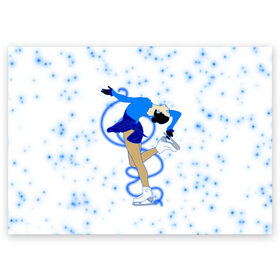 Поздравительная открытка с принтом Фигурное катание в Екатеринбурге, 100% бумага | плотность бумаги 280 г/м2, матовая, на обратной стороне линовка и место для марки
 | Тематика изображения на принте: dance | figure skating | girl | ice | rink | skate | sport | winter | девочка | девушка | зима | зимний вид спорта | каток | коньки | лед | подарок | профессии | снег | спорт | спортивный | спортсменка | сюрприз | танец | танцующий