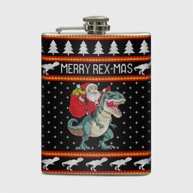 Фляга с принтом Merry Rex-mas в Екатеринбурге, металлический корпус | емкость 0,22 л, размер 125 х 94 мм. Виниловая наклейка запечатывается полностью | 2020 | 2021 | christmas | dino | happy | merry | new year | rex | santa | sweater | t rex | ugly christmas | динозавр | зима | новогодний | новогодняя | новый год | рождественский | рождественский свитер | рождество | санта | свитер | снег