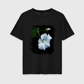 Женская футболка хлопок Oversize с принтом Лаватера в Екатеринбурге, 100% хлопок | свободный крой, круглый ворот, спущенный рукав, длина до линии бедер
 | букет | лаватера | лето | растение | сад | фото лаватеры | цветок
