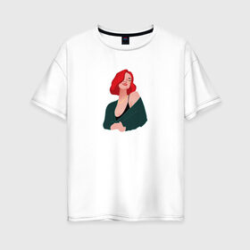 Женская футболка хлопок Oversize с принтом принт Алена Швец в Екатеринбурге, 100% хлопок | свободный крой, круглый ворот, спущенный рукав, длина до линии бедер
 | Тематика изображения на принте: алёнашвец | девушка | музыка | певица | фан арт | цифровой рисунок