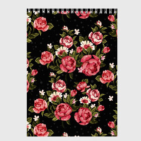 Скетчбук с принтом Розы в Екатеринбурге, 100% бумага
 | 48 листов, плотность листов — 100 г/м2, плотность картонной обложки — 250 г/м2. Листы скреплены сверху удобной пружинной спиралью | природа | растения | розы | цветы