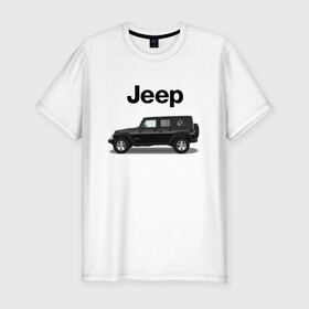 Мужская футболка хлопок Slim с принтом Jeep Wrangler в Екатеринбурге, 92% хлопок, 8% лайкра | приталенный силуэт, круглый вырез ворота, длина до линии бедра, короткий рукав | america | avto | car | v8 | машина | скорость