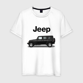 Мужская футболка хлопок с принтом Jeep Wrangler в Екатеринбурге, 100% хлопок | прямой крой, круглый вырез горловины, длина до линии бедер, слегка спущенное плечо. | america | avto | car | v8 | машина | скорость