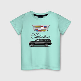 Детская футболка хлопок с принтом Cadillac в Екатеринбурге, 100% хлопок | круглый вырез горловины, полуприлегающий силуэт, длина до линии бедер | america | avto | cadillac | car | v8 | машина | скорость