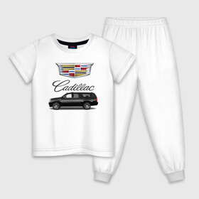Детская пижама хлопок с принтом Cadillac в Екатеринбурге, 100% хлопок |  брюки и футболка прямого кроя, без карманов, на брюках мягкая резинка на поясе и по низу штанин
 | Тематика изображения на принте: america | avto | cadillac | car | v8 | машина | скорость