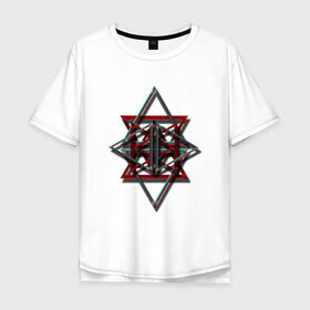 Мужская футболка хлопок Oversize с принтом TRIANGLES в Екатеринбурге, 100% хлопок | свободный крой, круглый ворот, “спинка” длиннее передней части | triangles | острота | треугольник | углы | фигуры