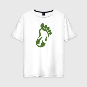 Женская футболка хлопок Oversize с принтом Етти в Екатеринбурге, 100% хлопок | свободный крой, круглый ворот, спущенный рукав, длина до линии бедер
 | бигфут | етти | след | снежный человек