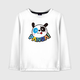 Детский лонгслив хлопок с принтом Панда в Екатеринбурге, 100% хлопок | круглый вырез горловины, полуприлегающий силуэт, длина до линии бедер | crazy panda | panda | безумная панда | безумная пандочка | веселая панда | весёлая пандочка | панда | пандочка