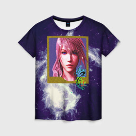 Женская футболка 3D с принтом Final Fantasy в Екатеринбурге, 100% полиэфир ( синтетическое хлопкоподобное полотно) | прямой крой, круглый вырез горловины, длина до линии бедер | girl | hieroglyph | portrait | девушка | иероглиф | портрет