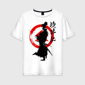 Женская футболка хлопок Oversize с принтом Ghost of Tsushima в Екатеринбурге, 100% хлопок | свободный крой, круглый ворот, спущенный рукав, длина до линии бедер
 | ghost of tsushima | samurai | игры | призрак цусимы | самурай | япония