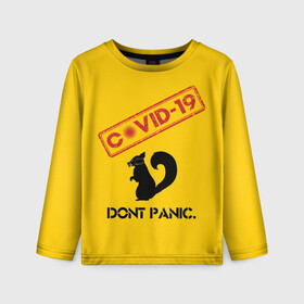 Детский лонгслив 3D с принтом Dont Panic (covid-19) в Екатеринбурге, 100% полиэстер | длинные рукава, круглый вырез горловины, полуприлегающий силуэт
 | 19 | covid | covid 19 | dont | home | ncov | panic | stay | антивирус | антикоронавирус | без | белка | вирус | дома | ковид | корона | коронавирус | мой | оставайся | паники | руки | сиди