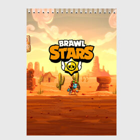 Скетчбук с принтом Brawl Stars в Екатеринбурге, 100% бумага
 | 48 листов, плотность листов — 100 г/м2, плотность картонной обложки — 250 г/м2. Листы скреплены сверху удобной пружинной спиралью | brawl stars | crow | leon | mobile game | stars | бравл старс | ворон | леон | мобильные игры