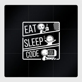 Магнитный плакат 3Х3 с принтом Eat, sleep, code в Екатеринбурге, Полимерный материал с магнитным слоем | 9 деталей размером 9*9 см | Тематика изображения на принте: коллега | коллеге | лучший сотрудник | офис | офисный планктон | офисный работник | подарок коллеге | работа | сотрудник | сотруднику | юмор | юмор коллеге